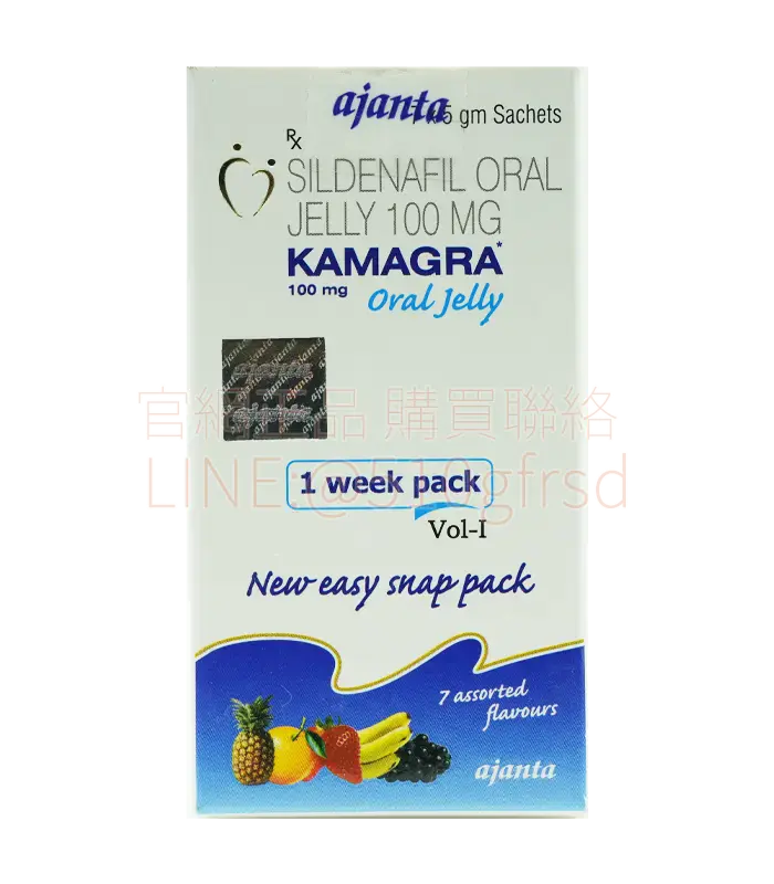 Kamagra Oral Jelly 果凍威而鋼 100mg【7包裝/七種口味】15分鐘速效持久4-6小時